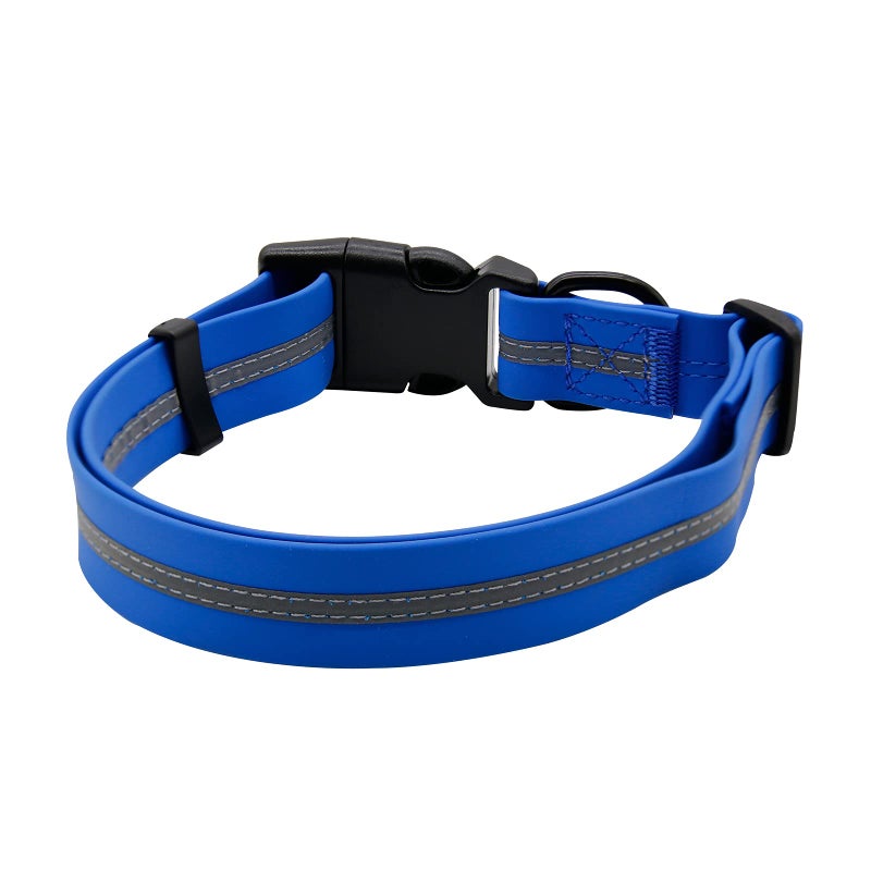 NIMBLE Dog Collar Waterproof Pet Collars Anti-Odor Durable Adjustable PVC & Polyester Soft with Reflective Cloth Stripe Basic Dog Collars S/M/L Sizes (Medium (11.81â€-18.5â€inches), Blue) - Image 2